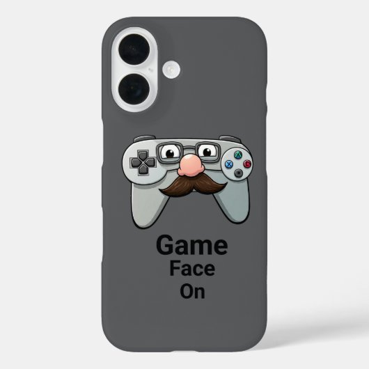ゲームおもしろいコントローラー顔ゲーマー口ひげ漫画 Case-Mate iPhoneケース (裏面)