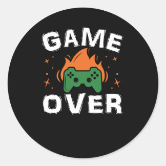 ゲームおもしろいビデオゲームオーバーレトロヴィンテージゲーマー ラウンドシール