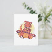 ゲームおもしろい恐竜Tレックスゲーマー大人クールの子供 ポストカード (スタンド正面)