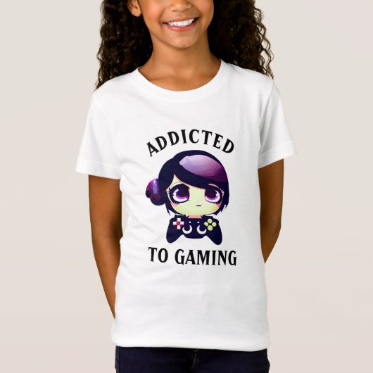 ゲームかわいいアニメガールゲーマー Tシャツ (正面)