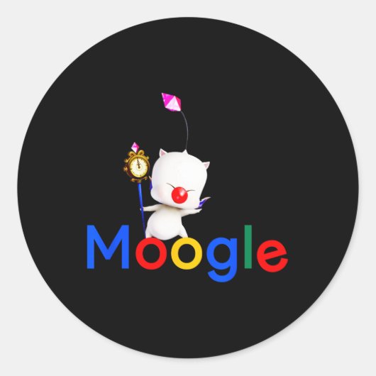 ゲームかわいいMoogle Kupo Gamerビデオゲーム ラウンドシール (正面)