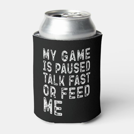 ゲームが一時停止され、早口で話す食べ物を与えか、ゲームをプレイするクール 缶クーラー (缶正面)