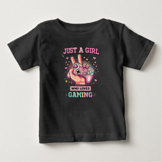ゲームが大好きな女の子のキュートなTシャツ ベビーTシャツ