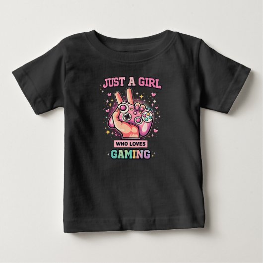 ゲームが大好きな女の子のキュートなTシャツ ベビーTシャツ (正面)