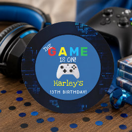 ゲームが始まる!カスタムフォトビデオゲームの誕生日 ラウンドシール