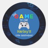 ゲームが始まる!カスタムフォトビデオゲームの誕生日 ラウンドシール (正面)