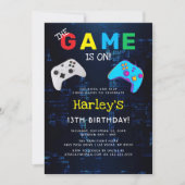 ゲームが始まる!カスタムフォトビデオゲーム 誕生日 招待状 (正面)