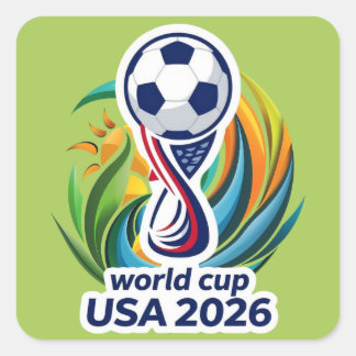 ゲームでひとつになる: 2026サッカーお祝いデザイン スクエアシール