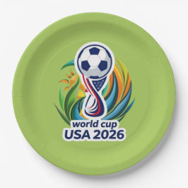 ゲームでひとつになる: 2026サッカーお祝いデザイン ペーパープレート