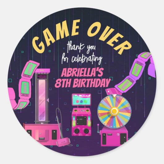 ゲームとアーケード誕生日ありがとう ラウンドシール (正面)