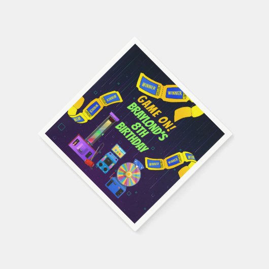 ゲームとアーケード誕生日 スタンダードカクテルナプキン (角)