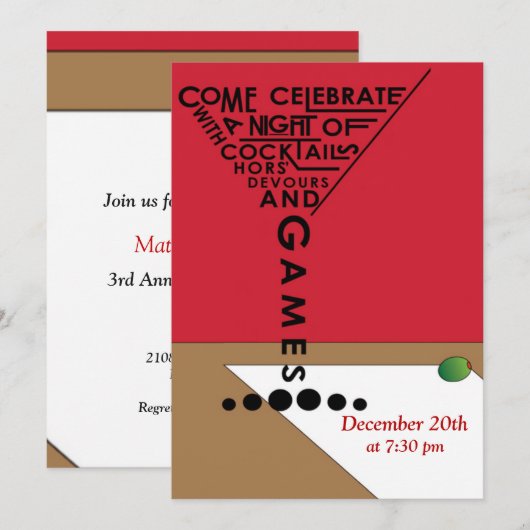 ゲームとカクテル 招待状 (正面/裏面)