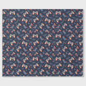 ゲームとゲームをテーマにしたブルークリスマス ラッピングペーパー (フラット)