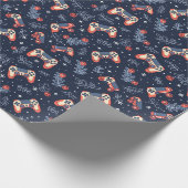 ゲームとゲームをテーマにしたブルークリスマス ラッピングペーパー (角)