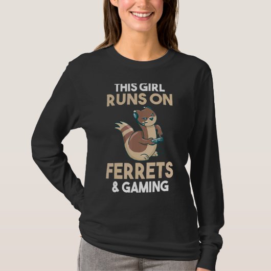 ゲームとフェレ走ットの女の子 Tシャツ (正面)