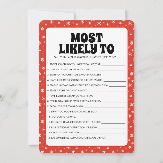 ゲームに最も可能性が高い赤いクリスマスの雪 シーズンカード (正面)