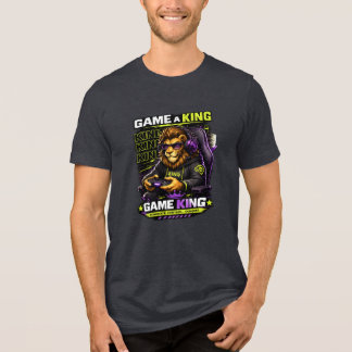 ゲームのように王様 – ライオンゲーマーゲームTシャツ トライブレンドTシャツ