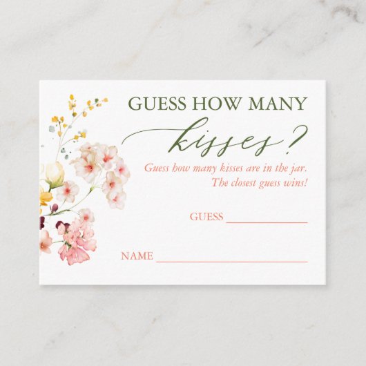 ゲームのカードの数を推測するキス – ワイルドフラワー エンクロージャーカード (正面)