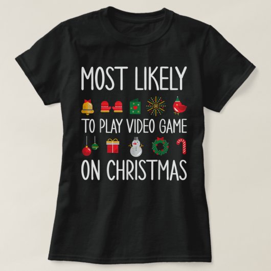 ゲームのクリスマス最もビデオゲー遊ムChに最も近い Tシャツ (デザイン正面)