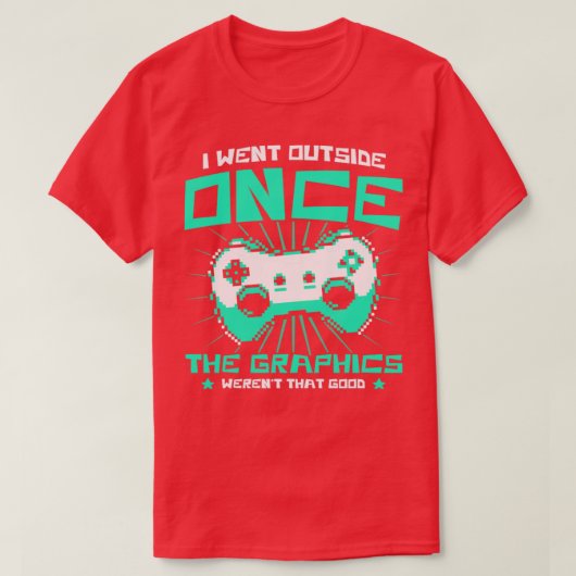 ゲームのグラフィックスが優れたビデオゲームをおもしろい実現 Tシャツ (デザイン正面)