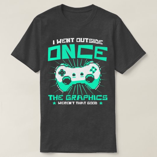 ゲームのグラフィックスが優れたビデオゲームをおもしろい実現 Tシャツ (デザイン正面)