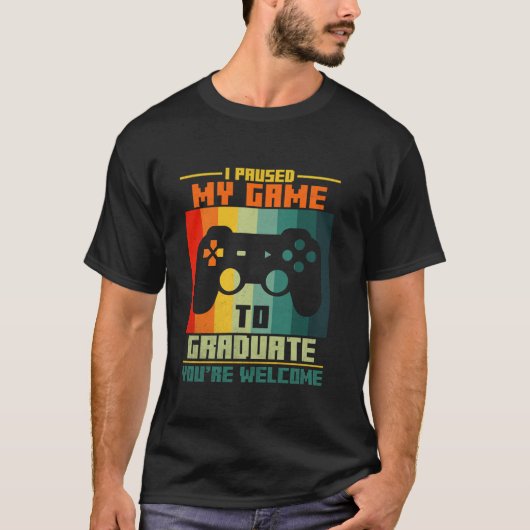 ゲームのゲーマーコントローラーのゲーム少年の子供Mを一時停止 Tシャツ (正面)