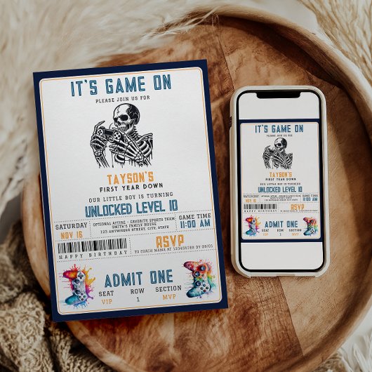 ゲームのスカル – ビデオゲームの誕生日パーティー 招待状