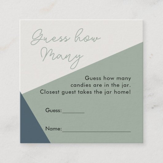 ゲームのセージ緑のシンプル三色の数を推測 エンクロージャーカード (正面)