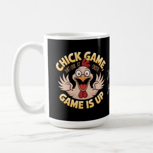 ゲームのチキンを見なおもしろいい コーヒーマグカップ (左)