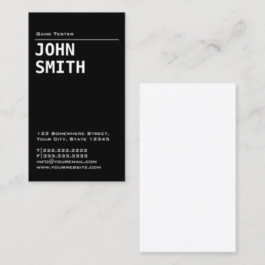 ゲームのテストのシンプルの黒 名刺 (正面/裏面)