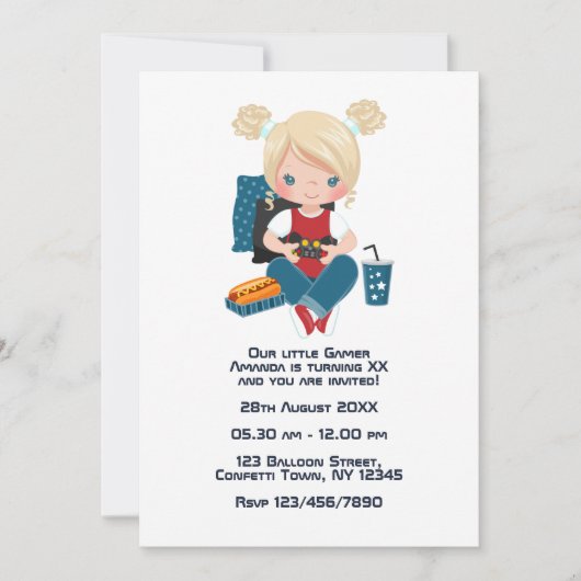 ゲームのテーマの子供の誕生日パーティーの写真 招待状 (正面)