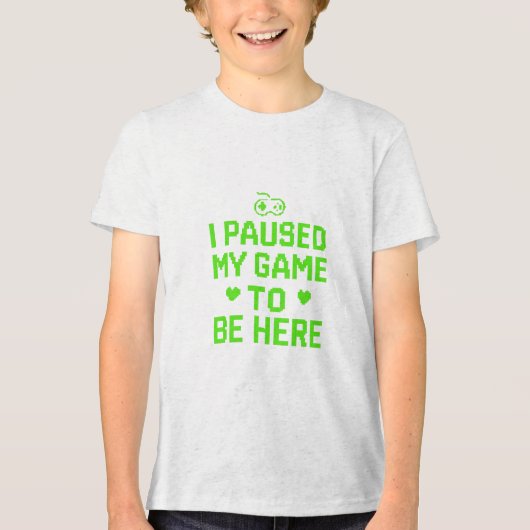 ゲームのネオンピクセルアートを一時停止 トライブレンドTシャツ (正面)