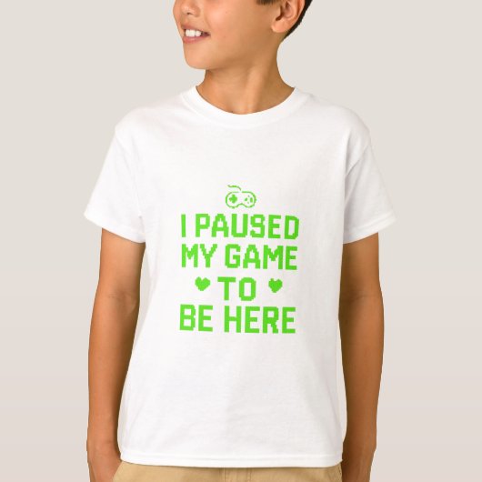 ゲームのネオンピクセルアートを一時停止 Tシャツ (正面)