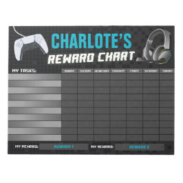 ゲームのネオンブルー報酬チャートパーソナライズされた ノートパッド