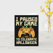 ゲームのハロウィンゲーマーゲームのコスチューム少年を一時停止 カード (黄色い花)