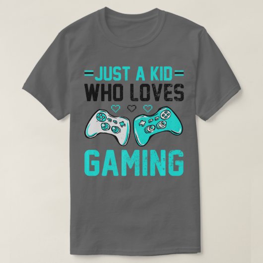 ゲームのビデオゲームを愛すおもしろいる少年 Tシャツ (デザイン正面)