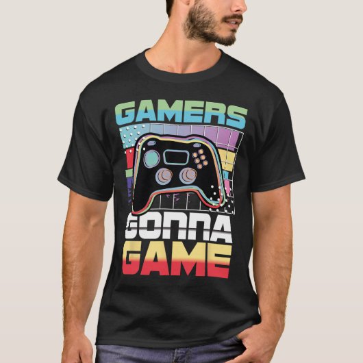 ゲームのビデオゲームプレーヤーゲームおもしろい Tシャツ (正面)
