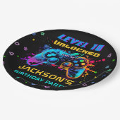 ゲームのビデオゲームレベルアップ誕生日パーティー ペーパープレート (アングル)