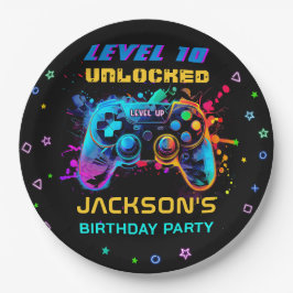 ゲームのビデオゲームレベルアップ誕生日パーティー ペーパープレート
