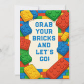 ゲームのビルディングブロックの誕生日パーティー 招待状 (裏面)