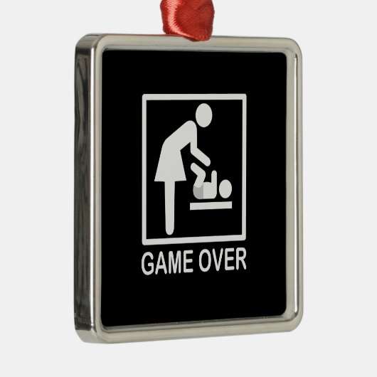ゲームのママのサイネージおもしろいピクトグラム メタルオーナメント (右)