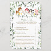 ゲームの上または下でシックな農場動物の赤ちゃんシャワー (正面/裏面)