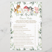 ゲームの上または下でシックな農場動物の赤ちゃんシャワー (正面)