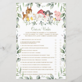 ゲームの上または下でシックな農場動物の赤ちゃんシャワー