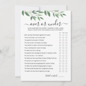 ゲームの上または下で編集可能ベビーシャワーパーティーカード 招待状 (正面)