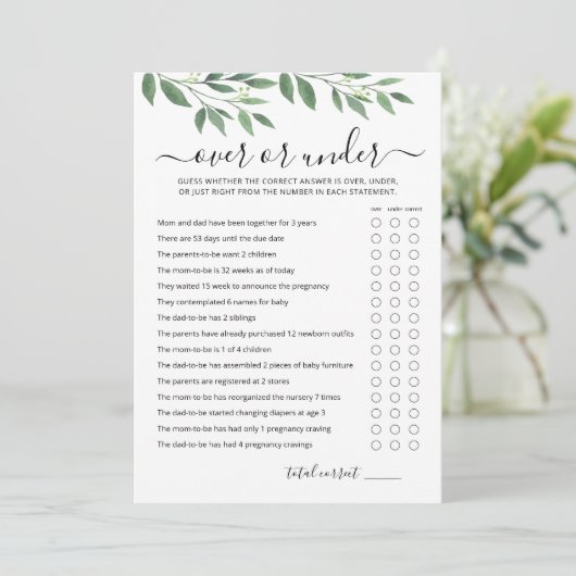 ゲームの上または下で編集可能ベビーシャワーパーティーカード 招待状 (スタンド正面)