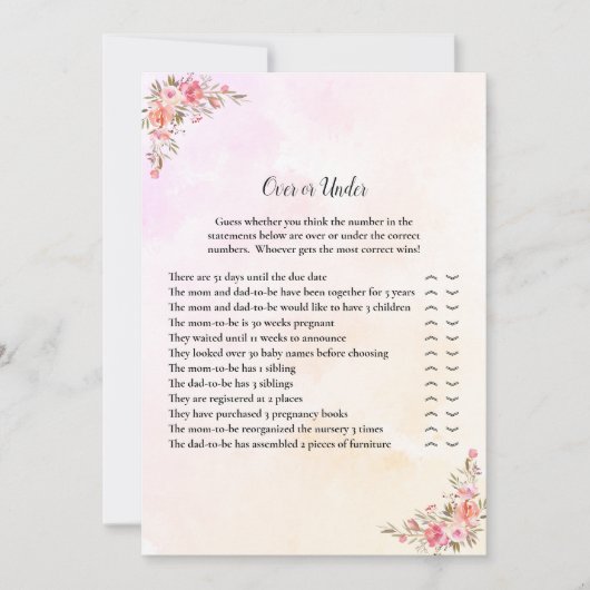 ゲームの上または下で象の赤ちゃんシャワー 招待状 (正面)