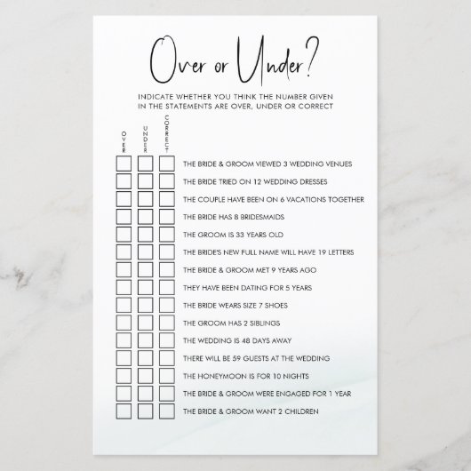 ゲームの上または下のブライダルシャワーゲーム緑の洗浄 (正面)