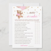 ゲームの上または下ベビーシャワーテディベアーカード 招待状 (正面)