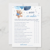 ゲームの上または下ベビーシャワーテディベアーカード 招待状 (正面)